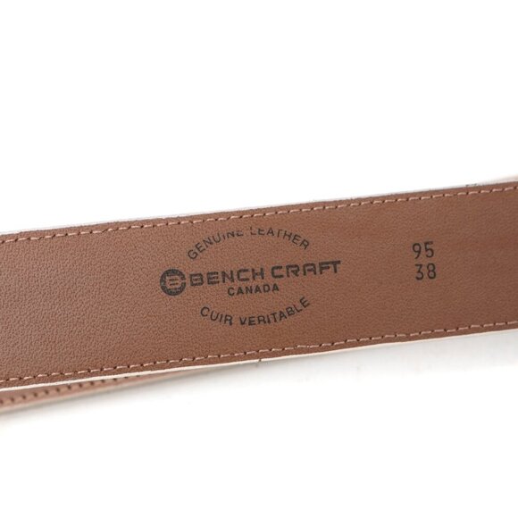 Bench Craft Leather Belt Beige Silver Buckle Double Loop Metal Pointed Tip 38 - Picture 7 of 10